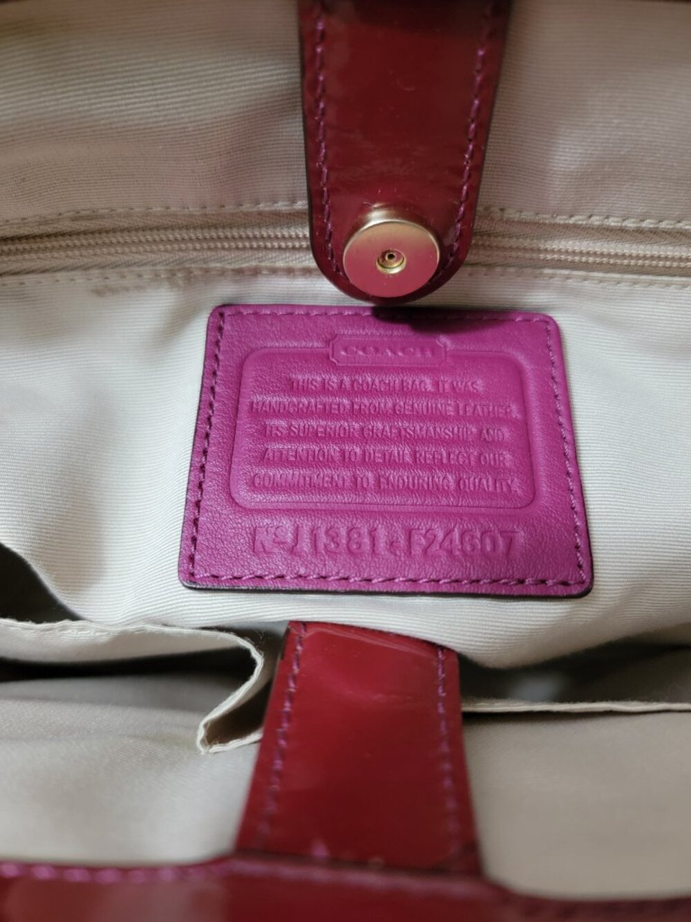Coach Peyton Op Art Patent Leather Jordan Carryall Passion Berry Red Satchel - Picture 9 of 12